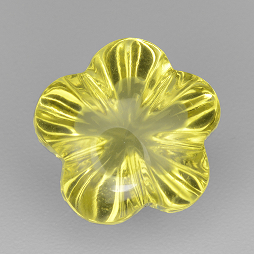 Vivid Yellow Quartz Gem - 4.1ct Fantasy Carved Flower (ID: 499950)