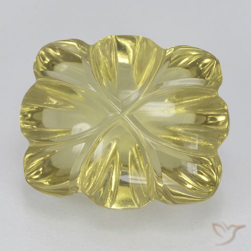 6.85ct Natural Medium-Light Yellow Quartz, Flower Cut, Transparent