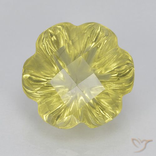 3.67ct Natural Light Yellow Quartz, Flower Cut, Transparent