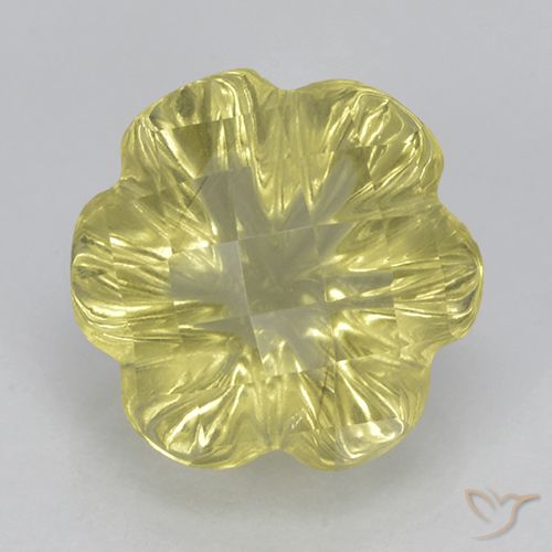 3.04ct Natural Light Yellow Quartz, Flower Cut, Transparent