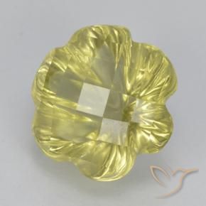 3.04 ct Yellow Quartz Stone, Natural Quartz in Fantasy Carved Flower Shape for Sale