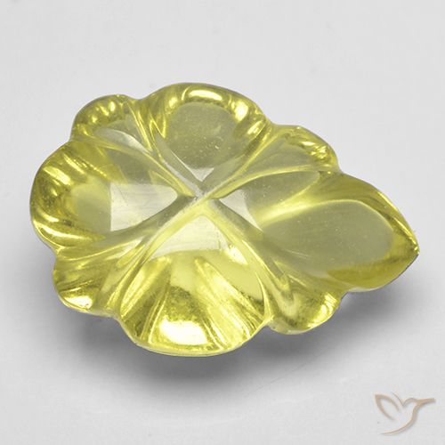 4.16ct Natural Greenish Yellow Quartz, Flower Cut, Transparent