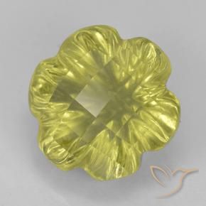 3.59 ct Yellow Quartz Stone, Natural Quartz in Fantasy Carved Flower Shape for Sale