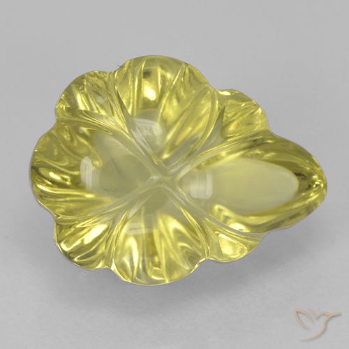 4.28ct Natural Light Pineapple Yellow Quartz, Flower Cut, Transparent