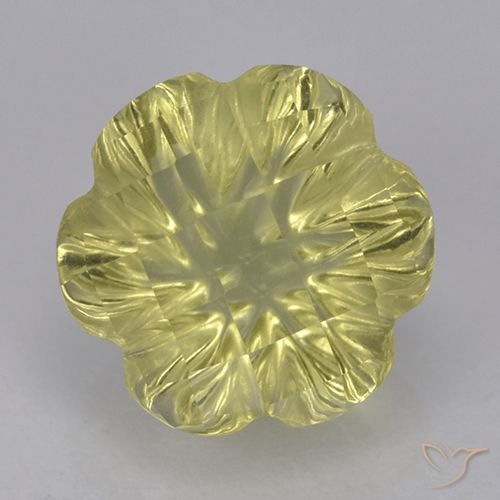 2.85ct Natural Light Pineapple Yellow Quartz, Flower Cut, Transparent