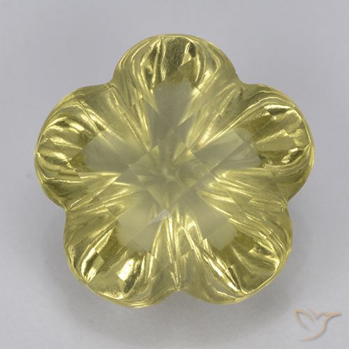 3.23ct Natural Light Yellow Quartz, Flower Cut, Transparent
