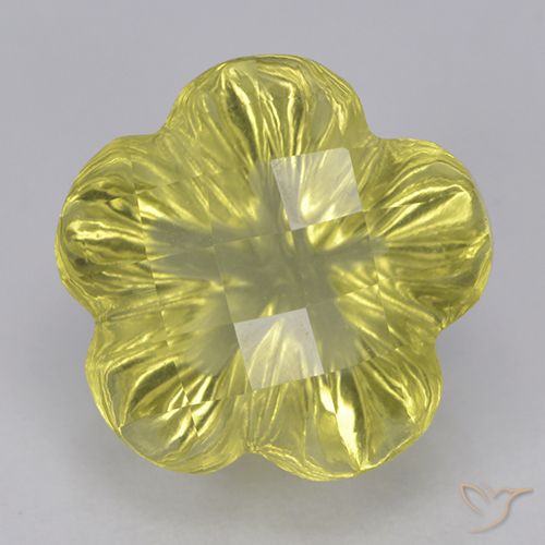 4.26ct Natural Medium Yellow Quartz, Flower Cut, Transparent