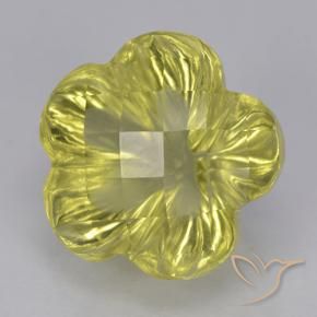 4.26 ct Yellow Quartz Stone, Natural Quartz in Fantasy Carved Flower Shape for Sale