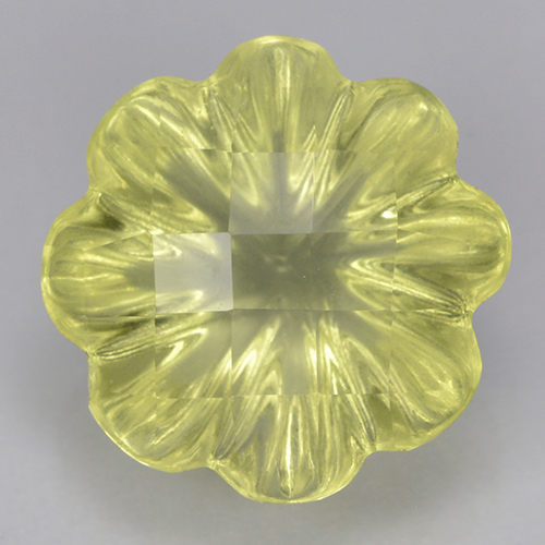Light Yellow Quartz Gem - 4.2ct Fantasy Carved Flower (ID: 500185)