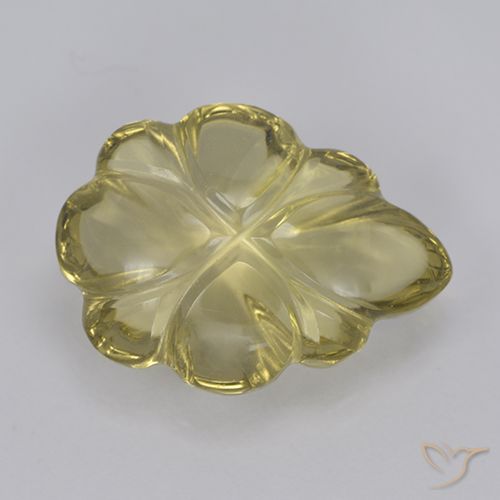 4.76ct Natural Neutral Yellow Quartz, Flower Cut, Transparent