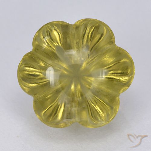 2.50ct Natural Medium-Light Yellow Quartz, Flower Cut, Transparent