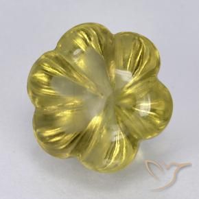 2.50 ct Yellow Quartz Stone, Natural Quartz in Fantasy Carved Flower Shape for Sale