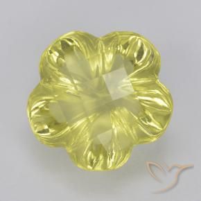 3.16 ct Yellow Quartz Stone, Natural Quartz in Fantasy Carved Flower Shape for Sale