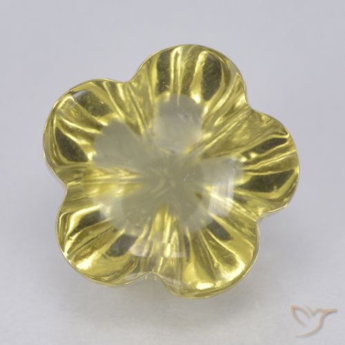 4.47ct Natural Medium-Light Yellow Quartz, Flower Cut, Transparent
