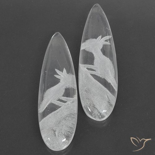 22.7 ct White Quartz, 32.9 x 10.1 mm Carved From Brazil, Photo A