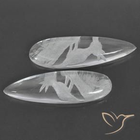 22.70 ctw White Quartz Stones, Natural Quartz in Carved Pear Shape for Sale