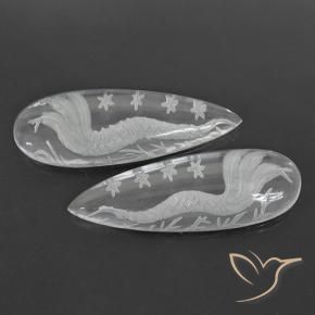 37.02 ctw White Quartz Stones, Natural Quartz in Carved Pear Shape for Sale