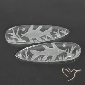 29.51 ctw White Quartz Stones, Natural Quartz in Carved Pear Shape for Sale