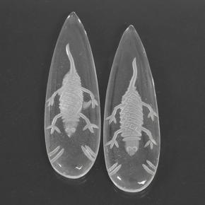 29.12 ctw White Quartz Gemstones, Quartz Gems in Carved Pear Shape for Sale.