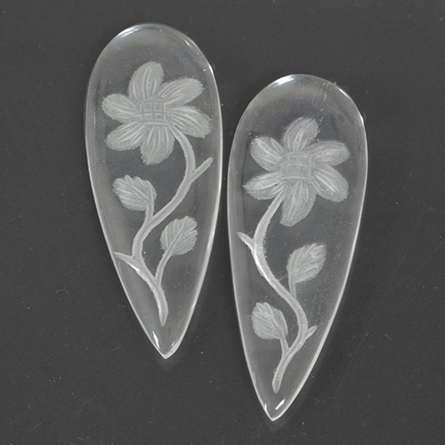 36.3 x 13.9mm Matching Pear Quartz Pair - Weight 24.75ct total / avg. 12.38ct each, Natural untreated Gemstone, Clear White Color in Transparent Clarity, Mohs Hardness 7 suitable for daily wear jewelry, Photo A