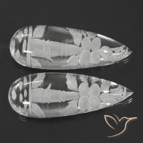 Best White Quartz for Teardrop Earrings | Large Size, Carved Quartz