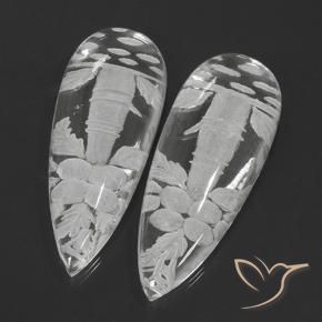 Best White Quartz for Teardrop Earrings | Large Size, Carved Quartz