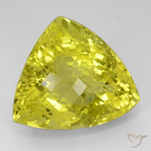 55.15 ct Yellow Quartz Stone, Natural Quartz in Trillion Checkerboard Shape for Sale