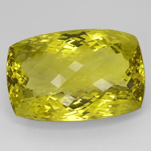 84.38ct Cushion Checkerboard Yellow Quartz from Brazil, Dimension 31.1 x 20.9mm, IF Clarity, Natural irradiated gemstone, 1pc Quartz in Bumblebee Yellow Color, Mohs Hardness of 7 suitable for daily wear jewelry, Photo A