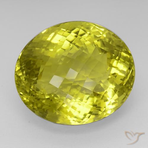 75.53 ct Yellow Quartz Stone, Natural Quartz in Oval Checkerboard Shape for Sale