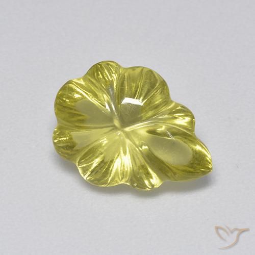 3.41 ct Yellow Quartz Stone, Natural Quartz in Carved Leaf Shape for Sale