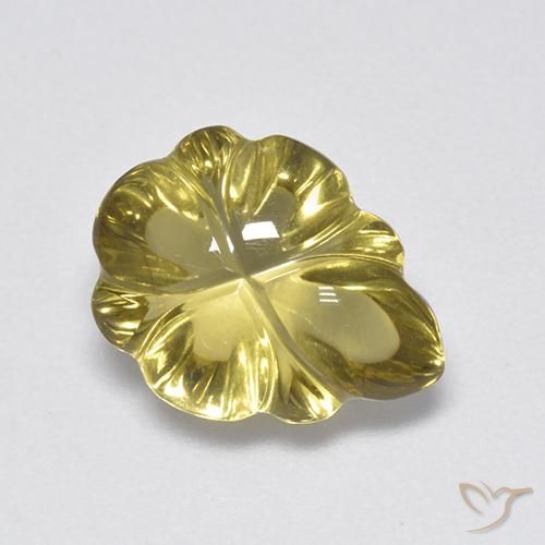 4.52 ct Yellow Quartz Stone, Natural Quartz in Carved Leaf Shape for Sale