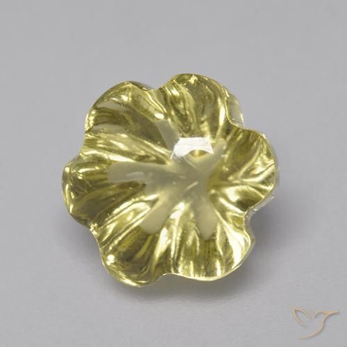 3.79 ct Yellow Quartz Stone, Natural Quartz in Carved Flower Shape for Sale