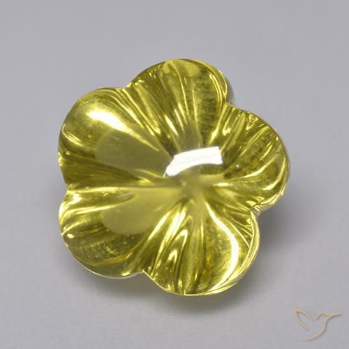 7.11 ct Yellow Quartz Stone, Natural Quartz in Carved Flower Shape for Sale