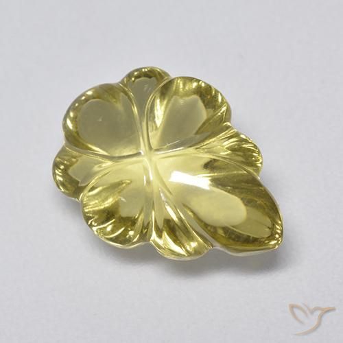 4.25 ct Yellow Quartz Stone, Natural Quartz in Carved Leaf Shape for Sale