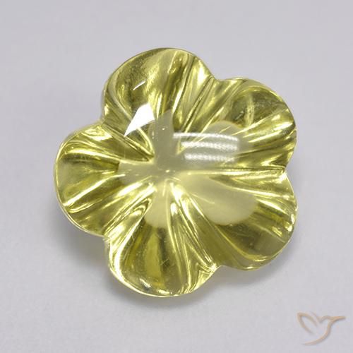6.36 ct Yellow Quartz Stone, Natural Quartz in Carved Flower Shape for Sale