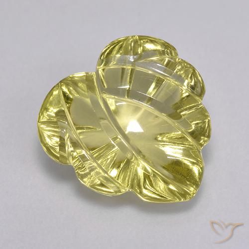 4.87 ct Yellow Quartz Stone, Natural Quartz in Carved Leaf Shape for Sale