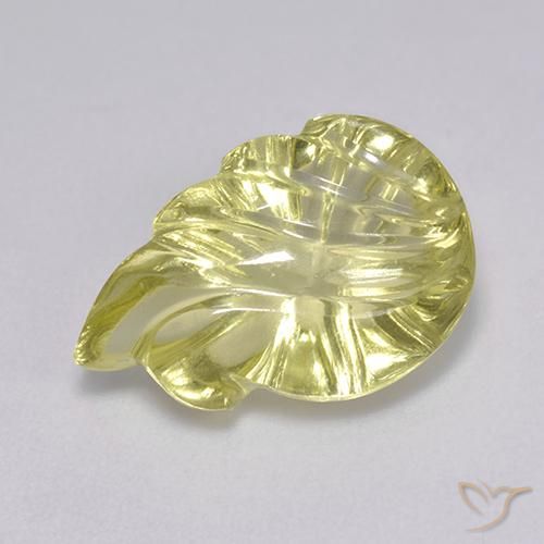 5.09 ct Yellow Quartz Stone, Natural Quartz in Carved Leaf Shape for Sale