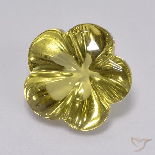 6.81 ct Yellow Quartz Stone, Natural Quartz in Carved Flower Shape for Sale