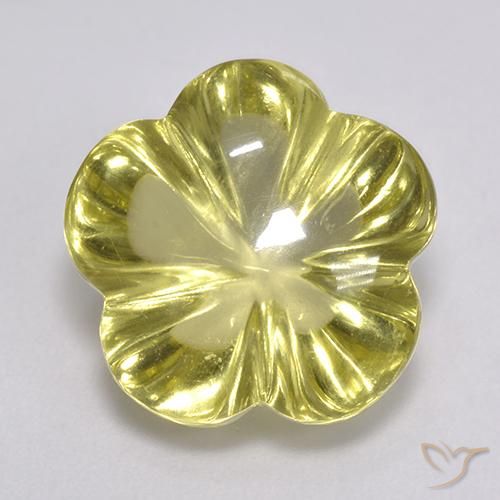 8.37ct Natural Light Pineapple Yellow Quartz, Flower Cut, Transparent