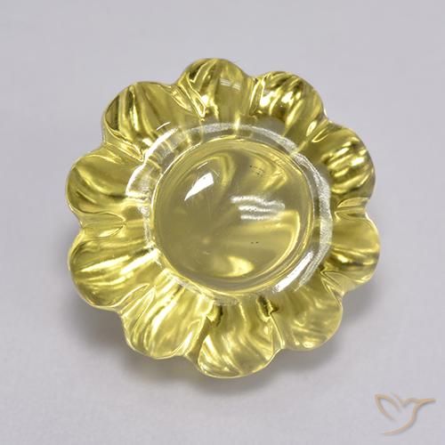 7.69ct Natural Light Golden-Yellow Quartz, Flower Cut, Transparent