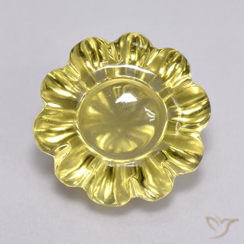 7.69 ct Yellow Quartz Stone, Natural Quartz in Carved Flower Shape for Sale