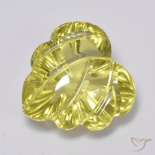 7.36 ct Yellow Quartz Stone, Natural Quartz in Carved Leaf Shape for Sale