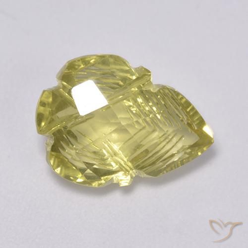 4.19 ct Yellow Quartz Stone, Natural Quartz in Carved Leaf Shape for Sale