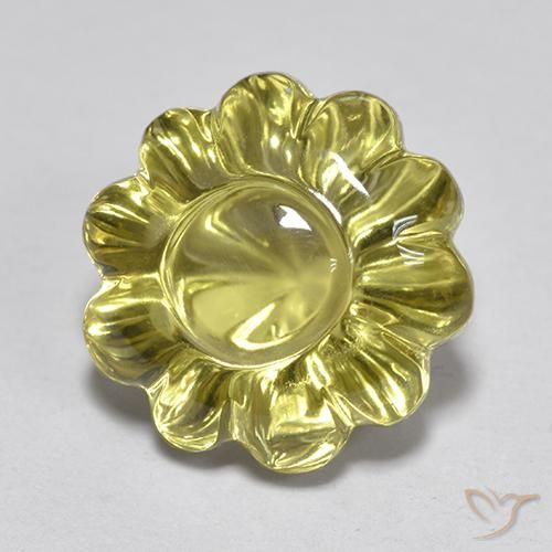 7.20 ct Yellow Quartz Stone, Natural Quartz in Carved Flower Shape for Sale