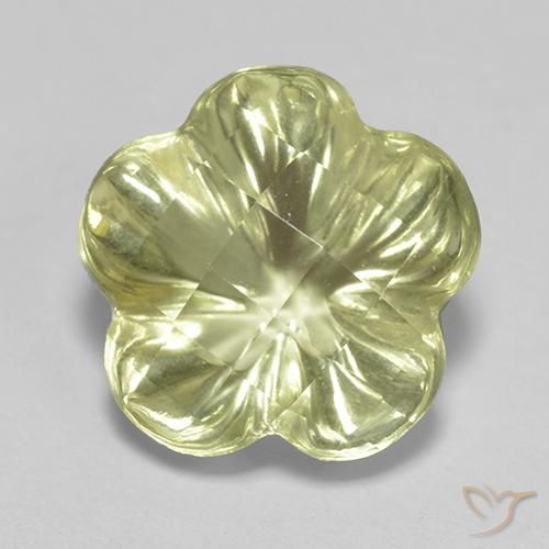 3.42ct Natural Light Yellow Quartz, Flower Cut, Transparent