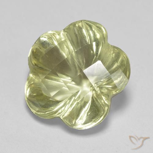 3.42 ct Yellow Quartz Stone, Natural Quartz in Carved Flower Shape for Sale