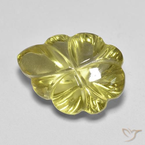 6.15 ct Yellow Quartz Stone, Natural Quartz in Carved Leaf Shape for Sale