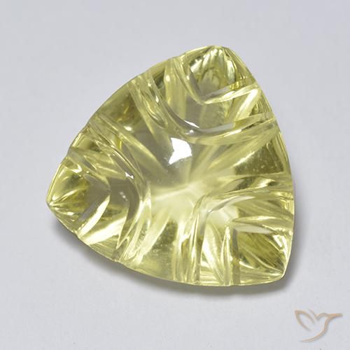 6.45 ct Yellow Quartz Stone, Natural Quartz in Carved Trillion Shape for Sale