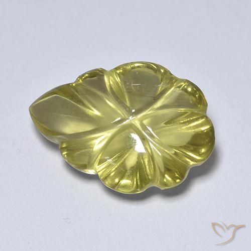 4.34 ct Yellow Quartz Stone, Natural Quartz in Carved Leaf Shape for Sale