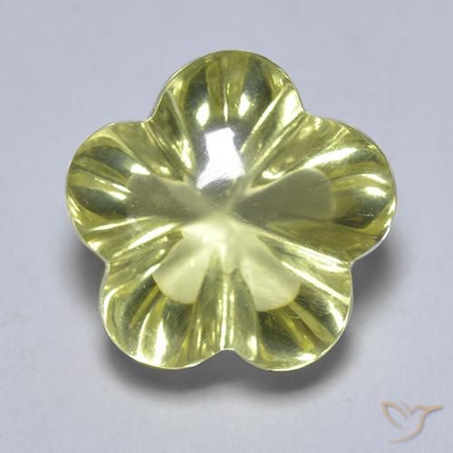4.69ct Natural Yellow Green Quartz, Flower Cut, Transparent